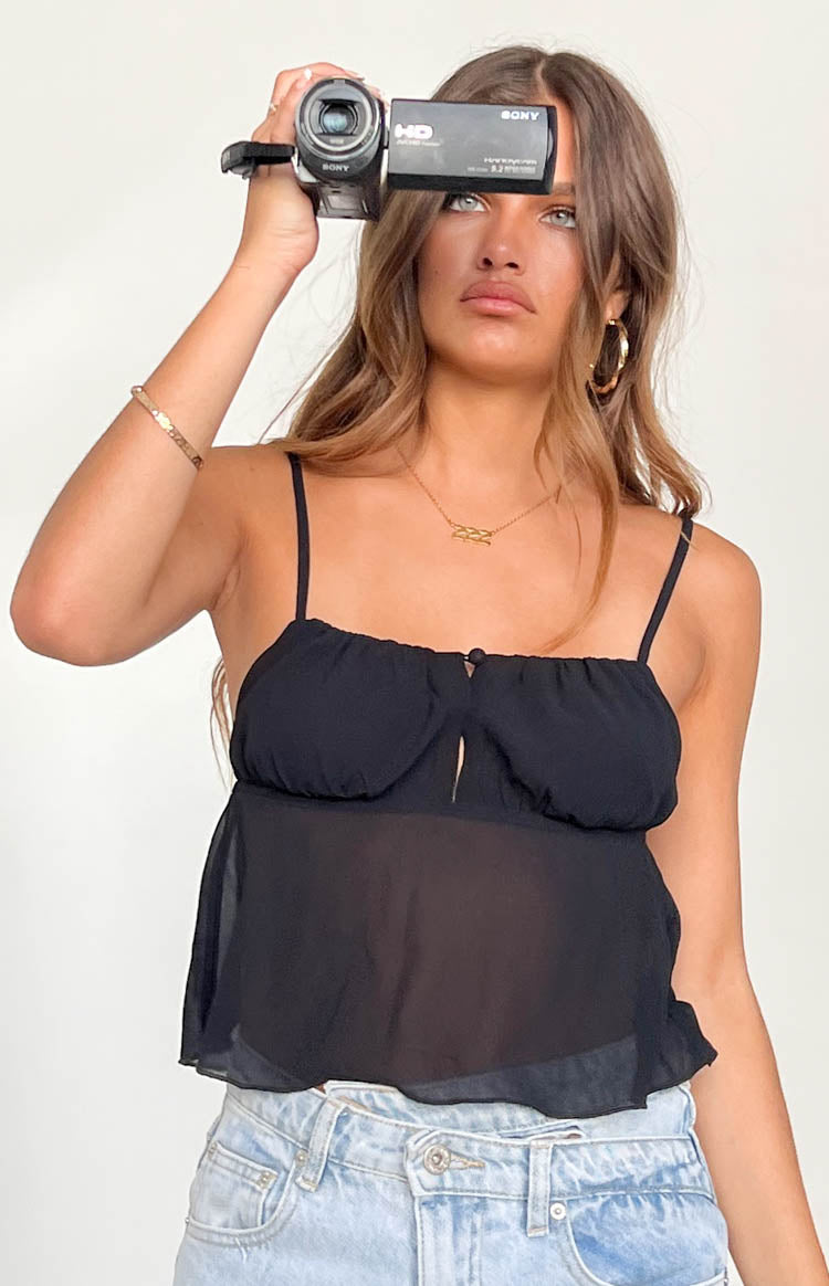 Black chiffon sales camisole