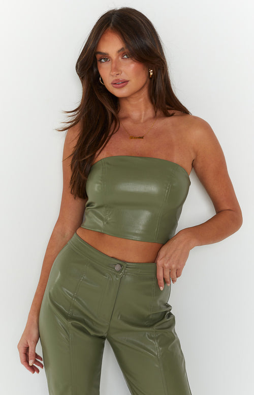 Brielle Green Strapless Top – Beginning Boutique
