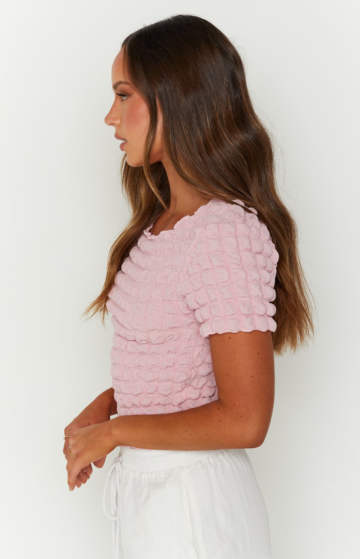 Bubble Pink Short Sleeved Crop Top Image
