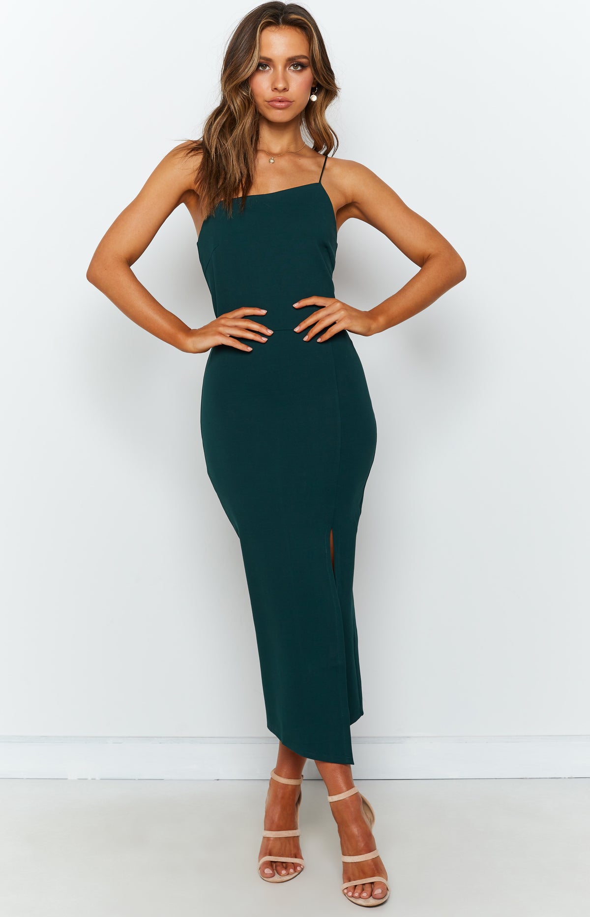 emerald green midi bodycon dress Cecilia feature_Short Sleeves