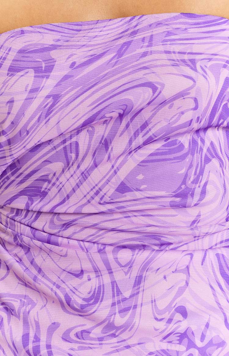 Ciarah Purple Mesh Mini Dress Image