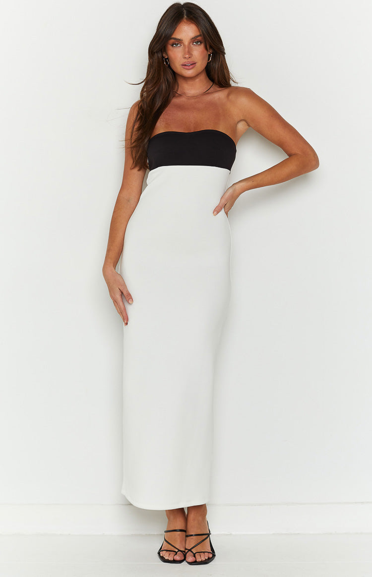 Cierra Strapless White Midi Dress Image
