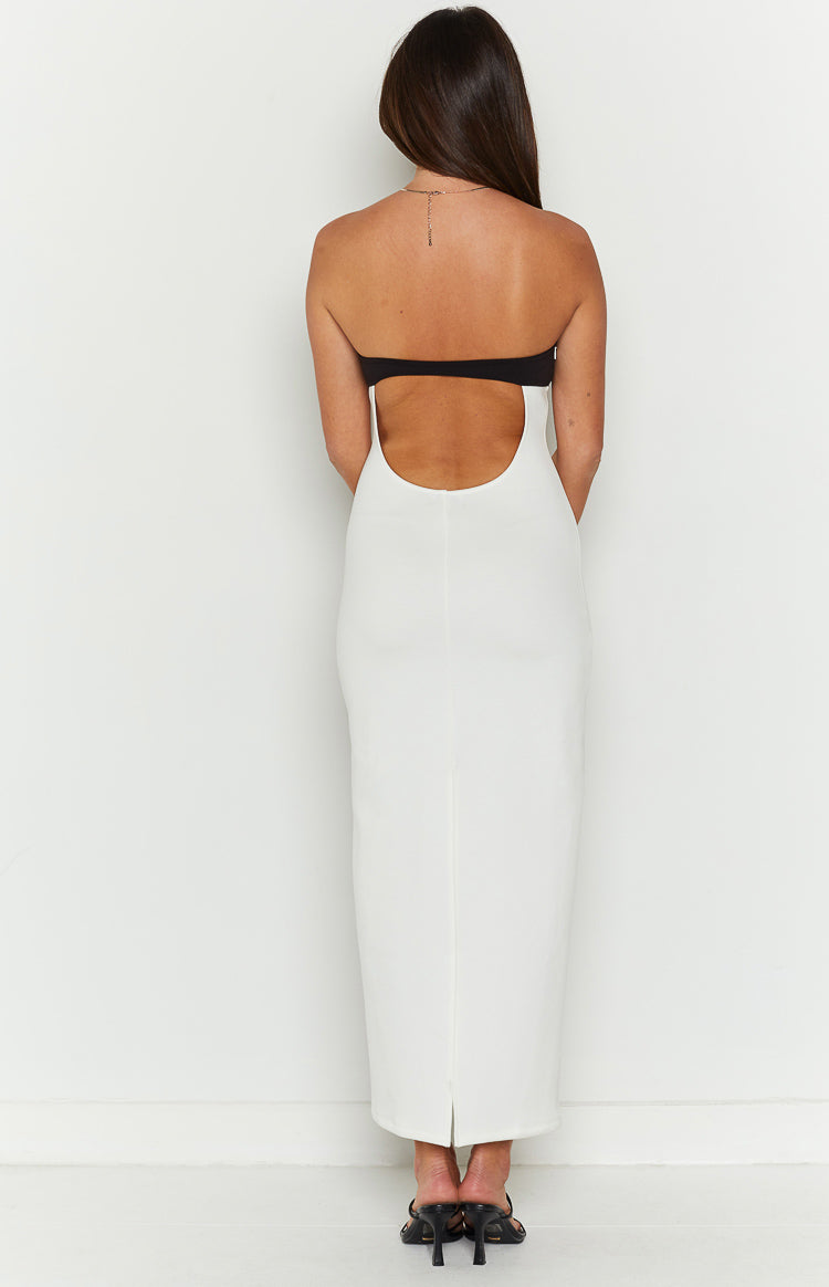 Cierra Strapless White Midi Dress Image