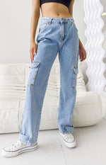 Coco Blue Denim Cargo Jeans – Beginning Boutique