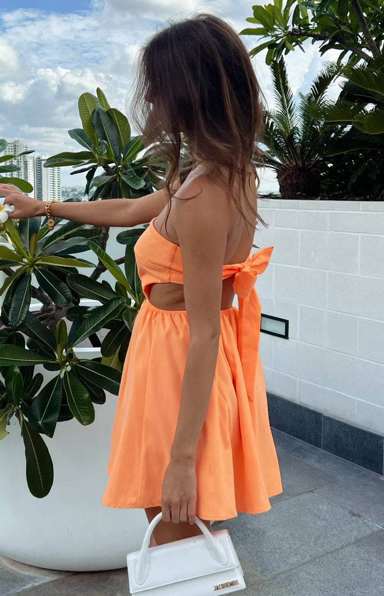 Cora Orange Tie Back Mini Dress Image