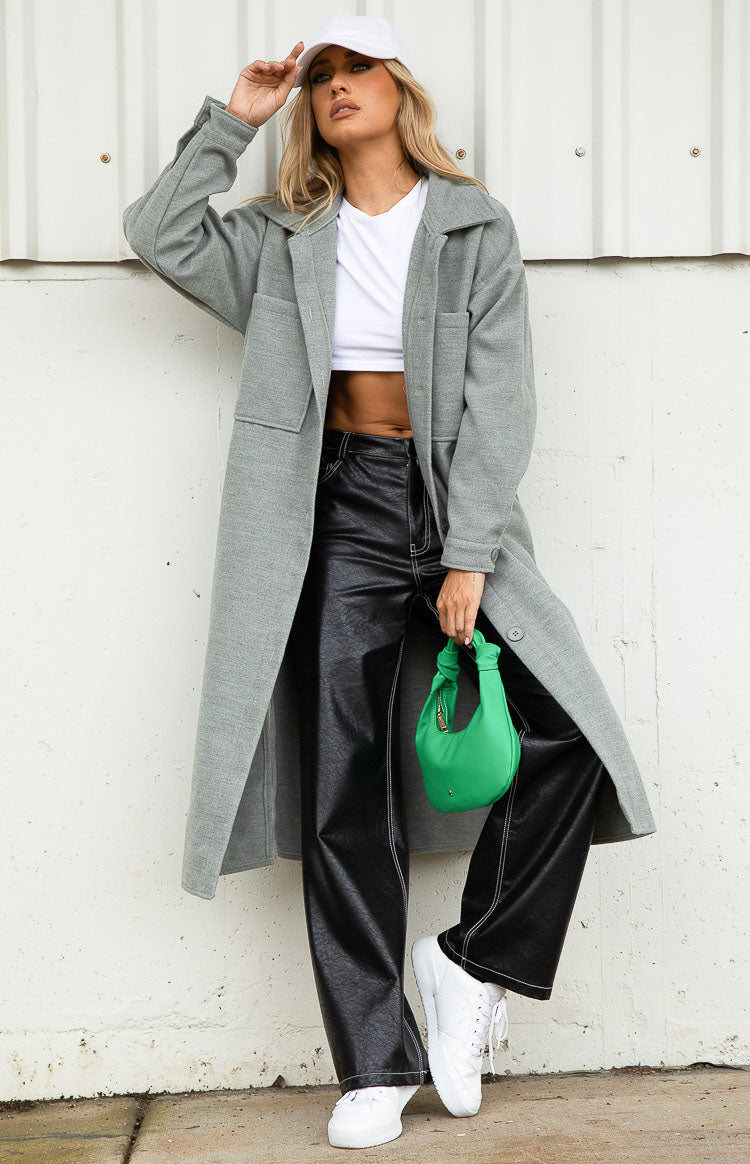 Grey online longline coat