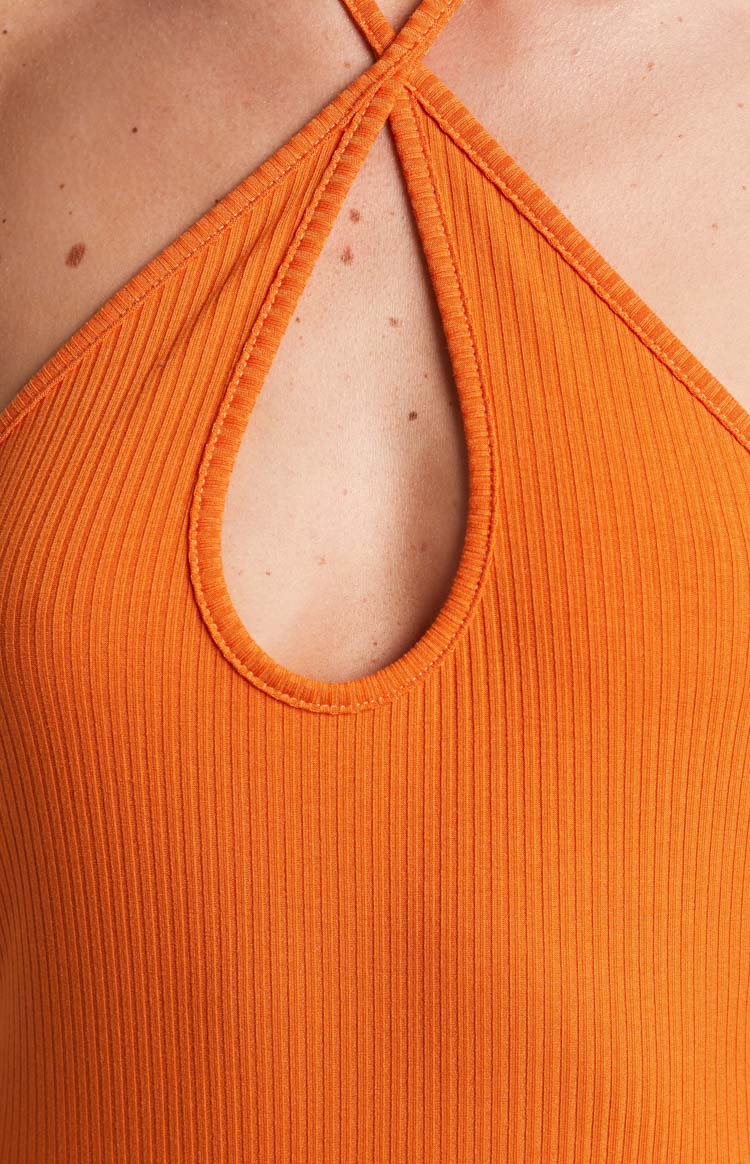 Debbie Orange Halter Bodysuit Image