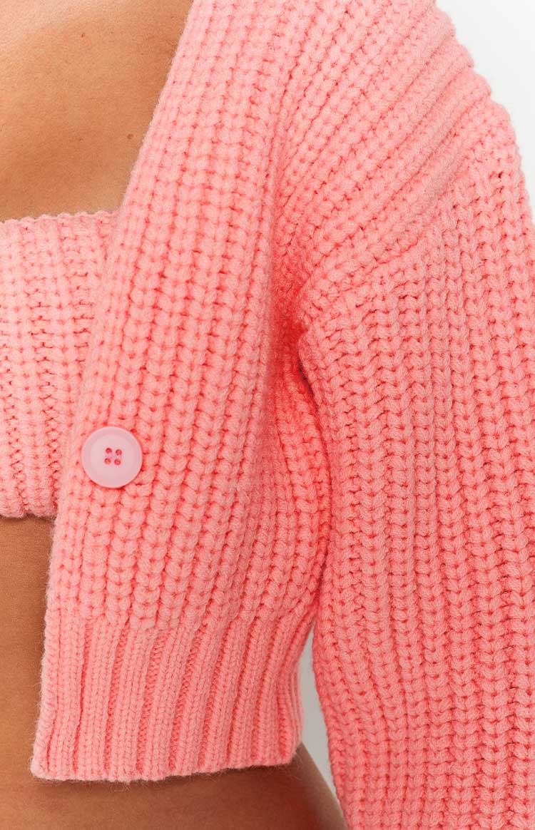 Debbie Pink Chunky Knit Cardigan Image