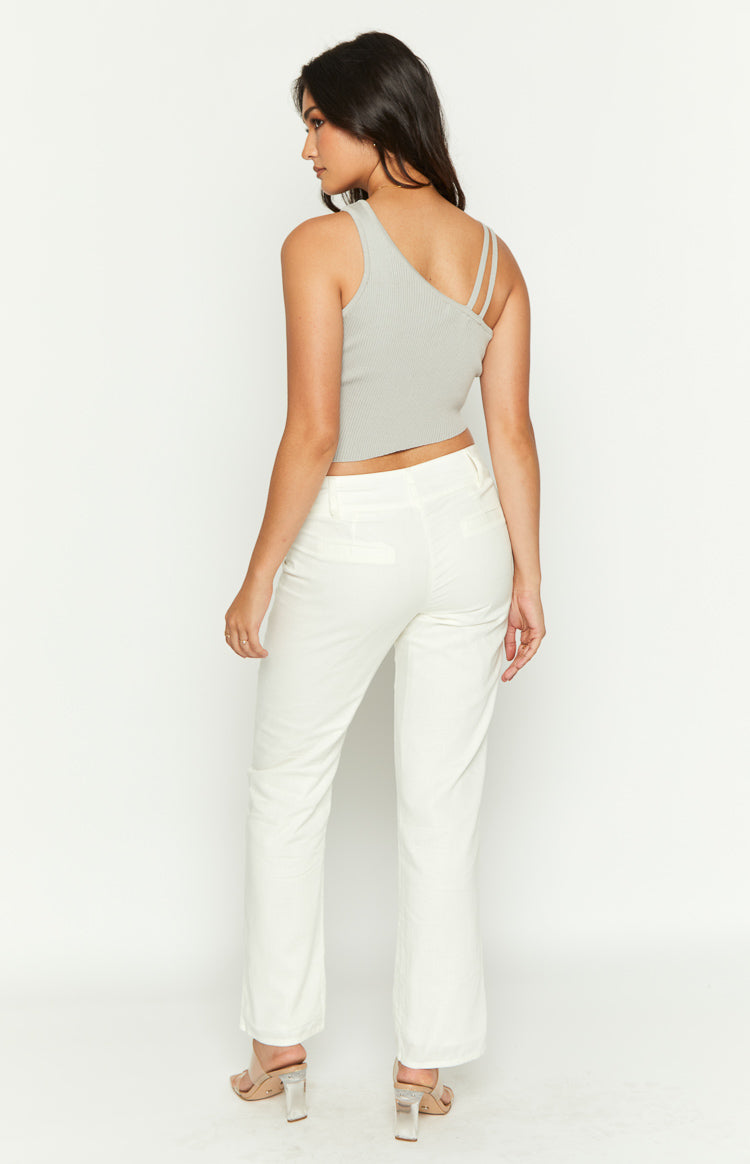 Delaney White Linen Blend Pants Image