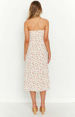 Dion White Floral Strapless Midi Dress – Beginning Boutique