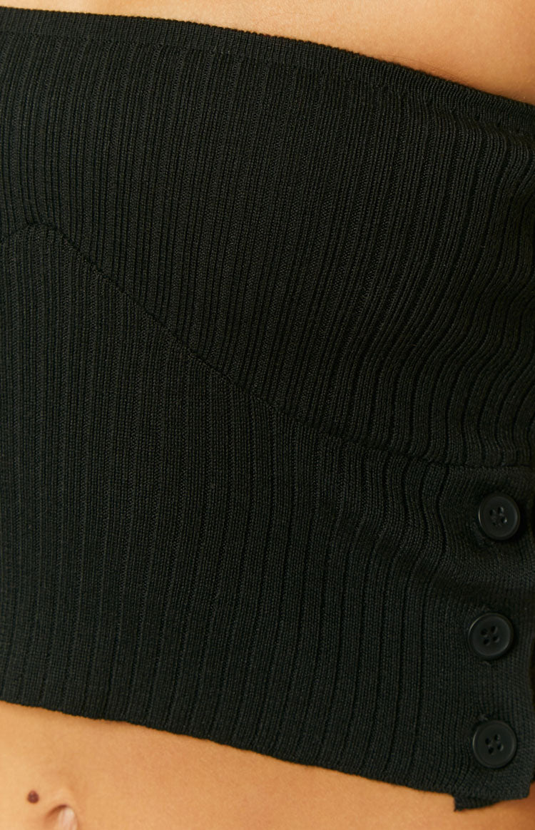 Edison Black Knit Tube Crop Top Image