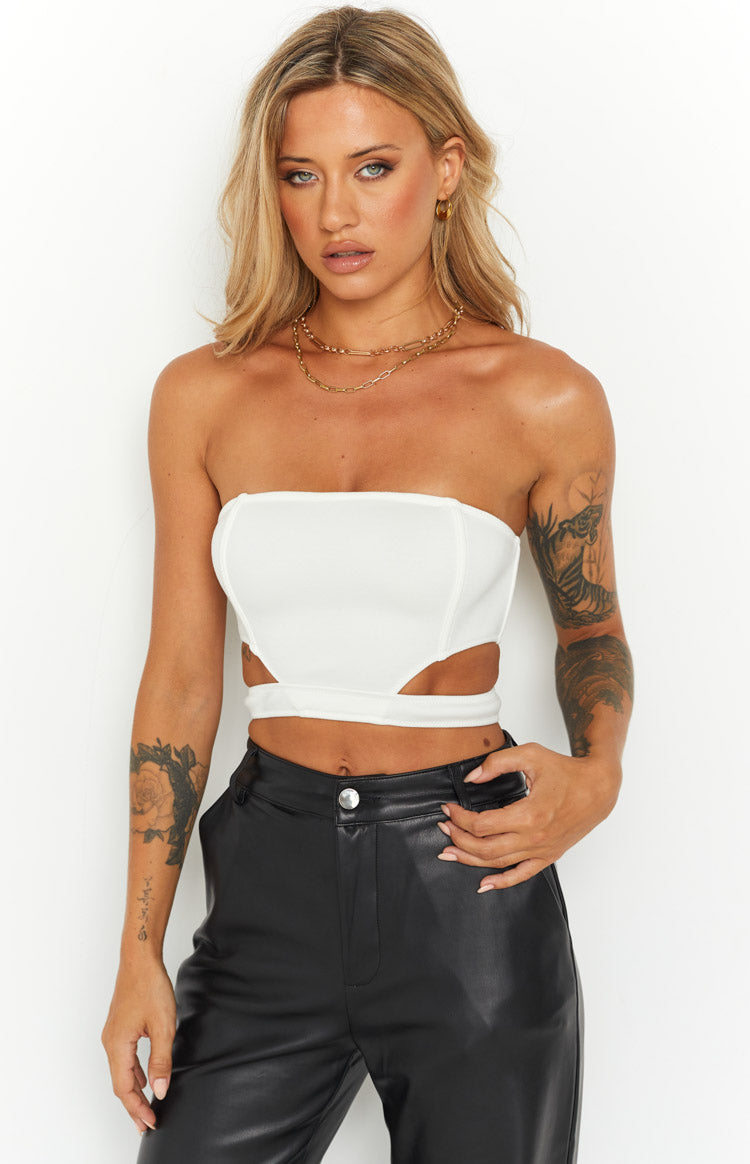 Emerson White Strapless Crop Top Image