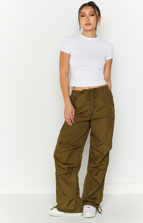 Frankie Khaki Parachute Pants Beginning Boutique