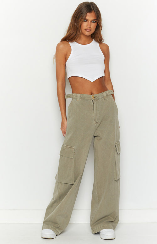 Helley Khaki Cargo Pants Beginning Boutique