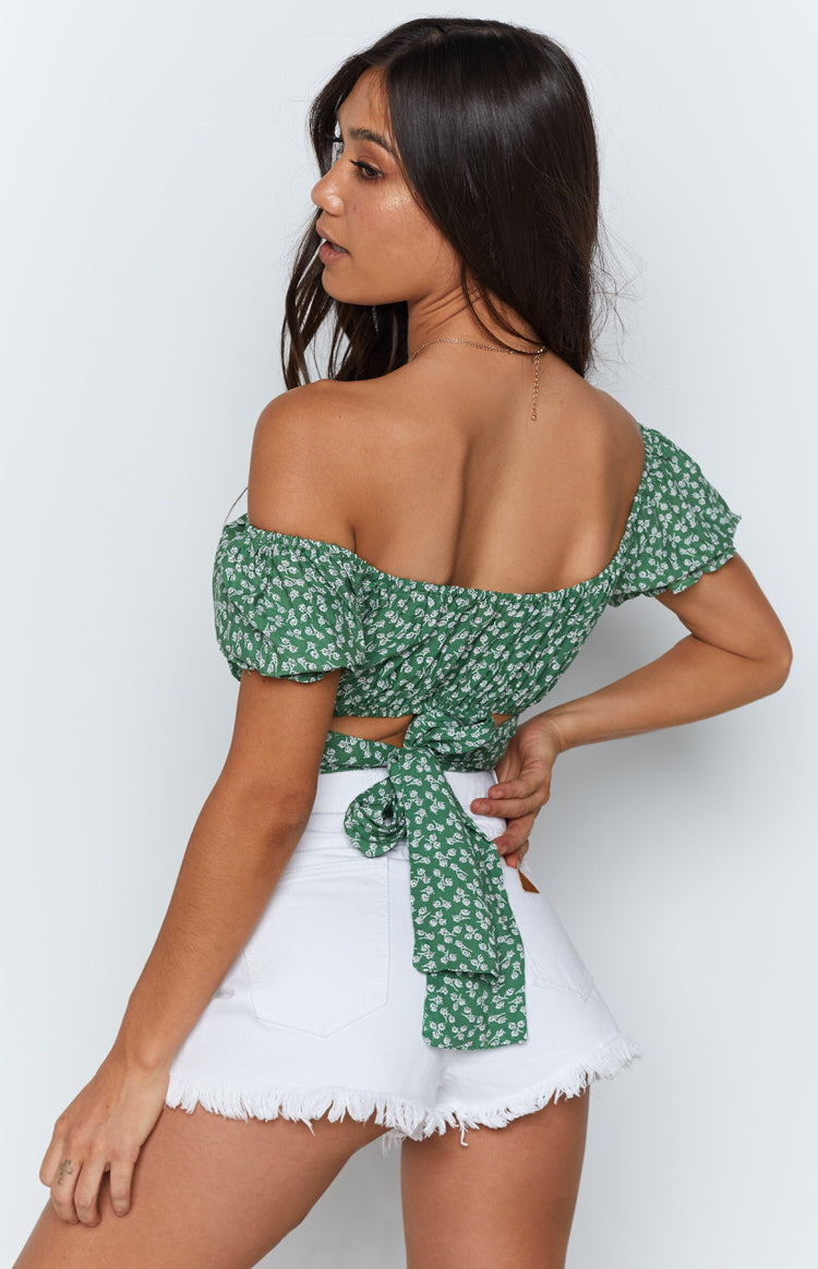 Heritage Wrap Top Green Floral Image