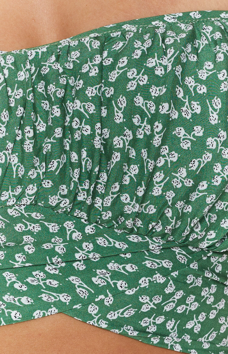 Heritage Wrap Top Green Floral Image