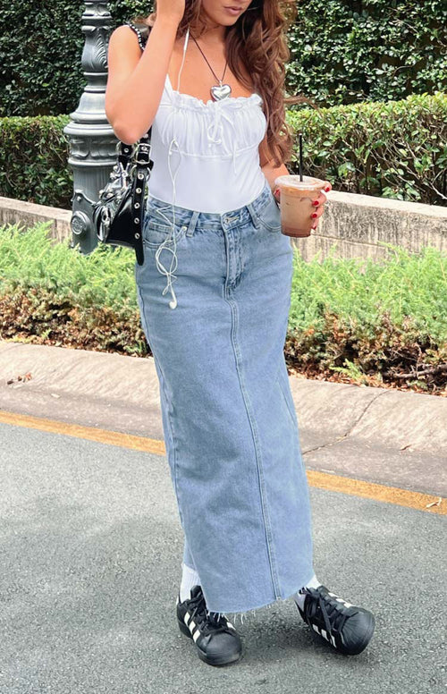 Denim midi skirt clearance au