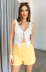 Kaley Yellow Linen Blend Shorts Image