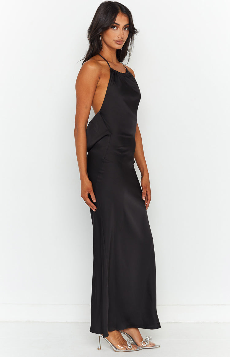 Long black halter best sale dress