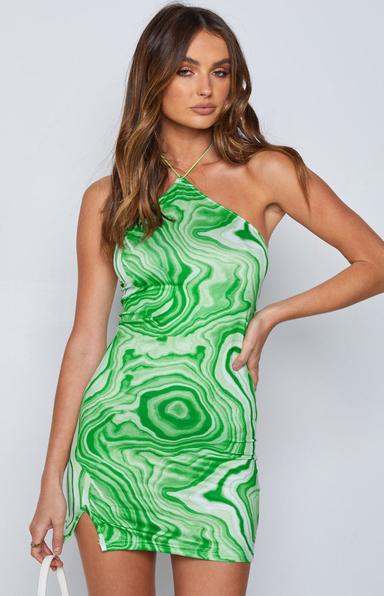 Kendall Swirl Mini Dress Green Image