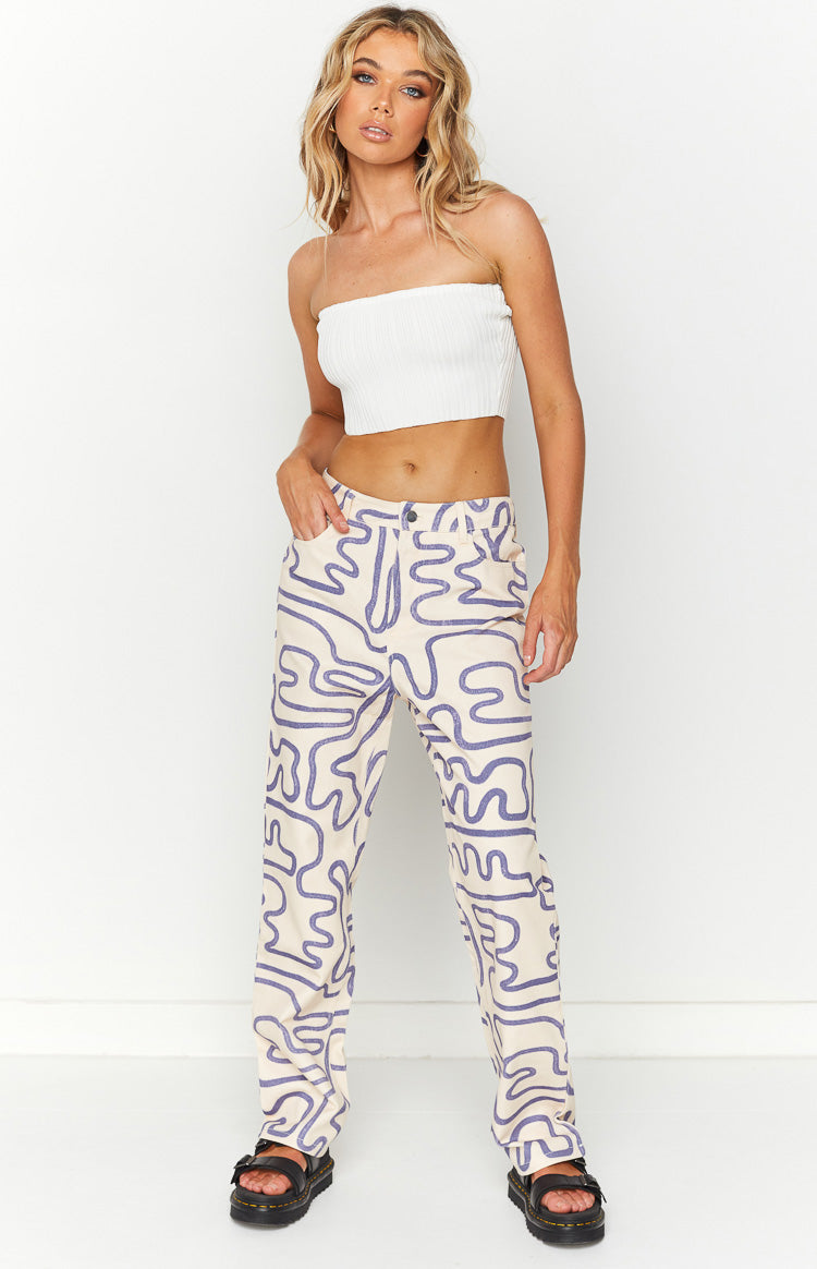 Lester Cream Printed Pants Beginning Boutique