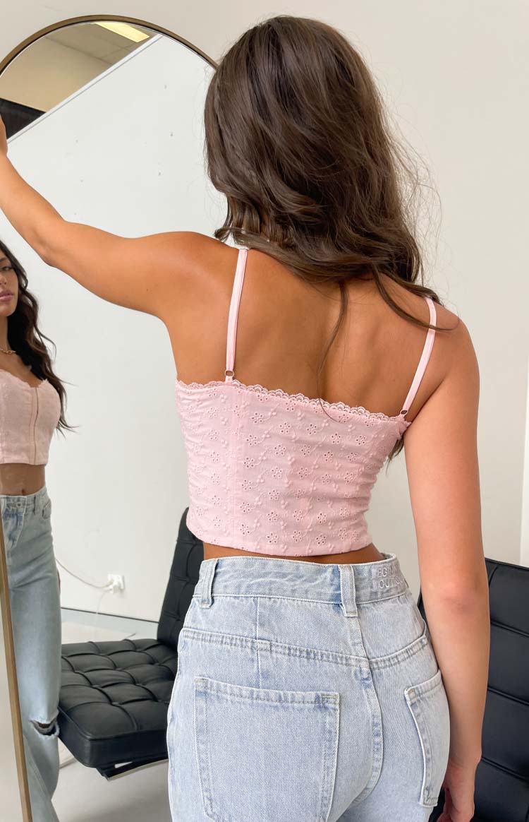 Lucia Pink Broderie Crop Top Image