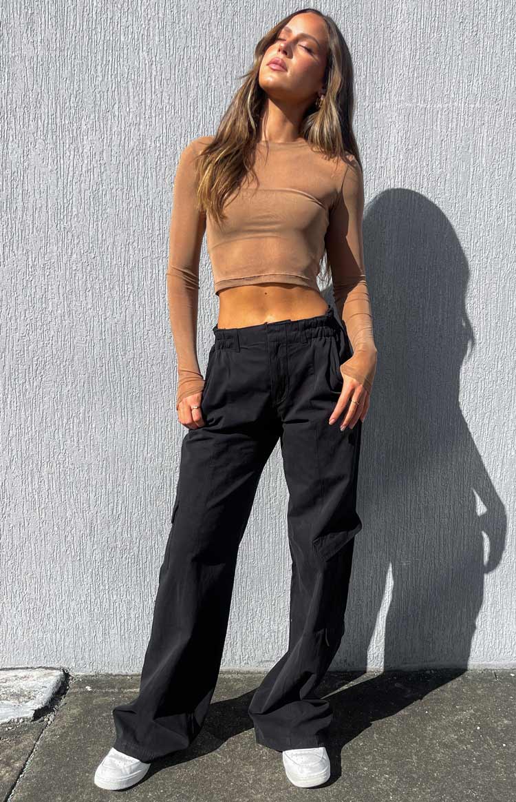 Millie Black Low Rise Cargo Trousers Image