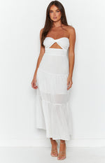 Martinez White Linen Midi Dress Image