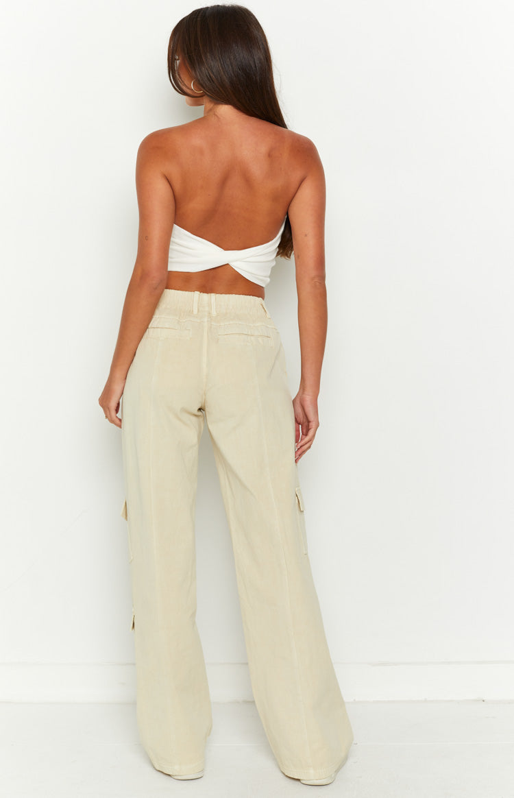 Millie Cream Low Rise Cargo Trousers Image