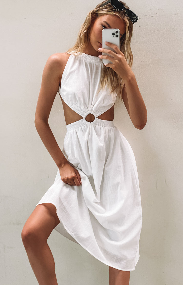 Odessa Backless Midi Dress White Image