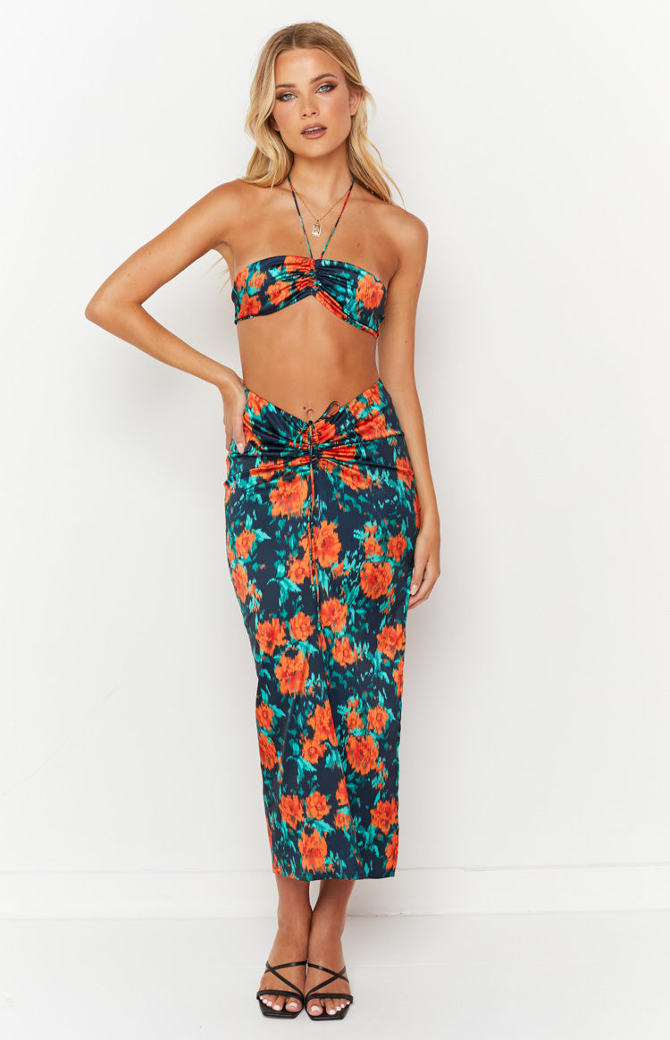 Rani Red Floral Maxi Skirt Image