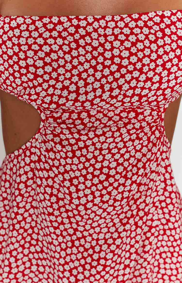 Jenna Red Print Cut Out Mini Dress – Beginning Boutique