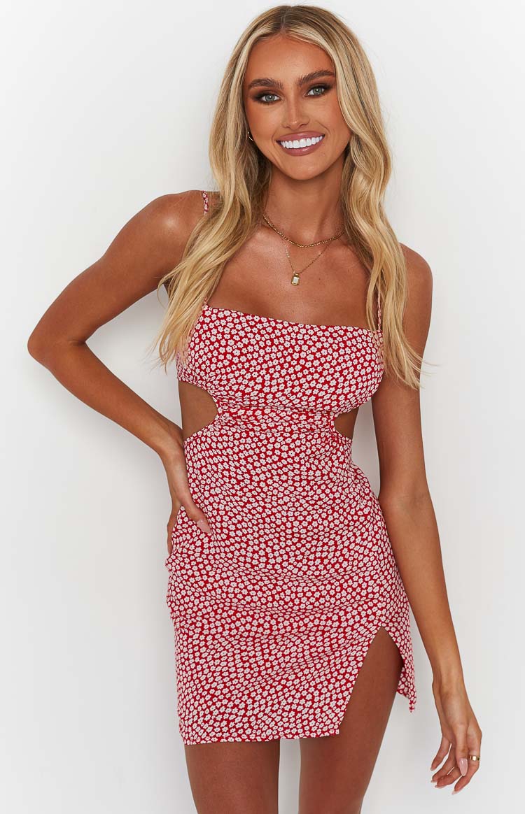 Jenna Red Print Cut Out Mini Dress BB Exclusive
