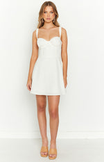 Sabrina White Linen Blend Mini Dress Image