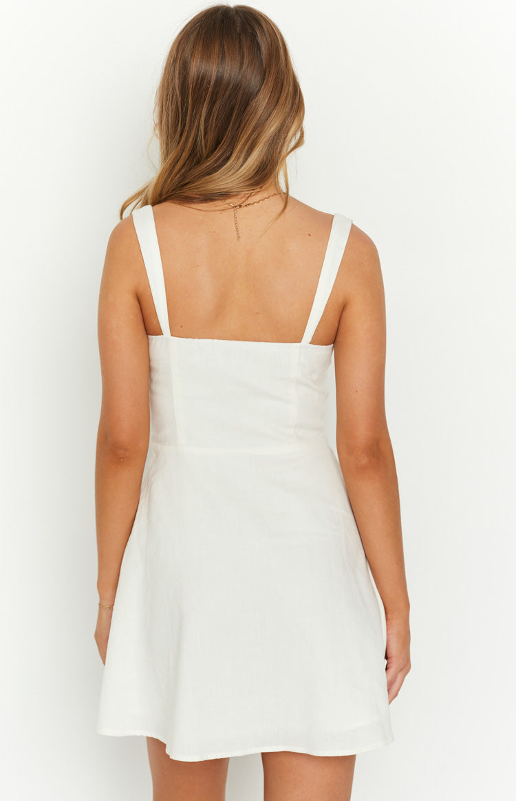 Sabrina White Linen Blend Mini Dress Image