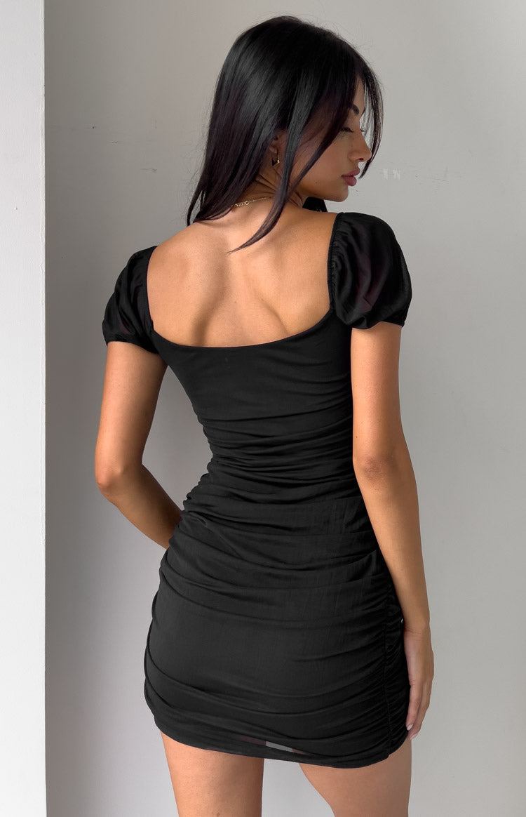 Siannise Black Mesh Mini Dress Image