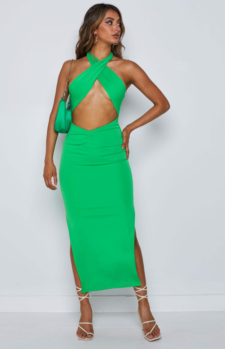 Sofia Halter Midi Dress Green Image
