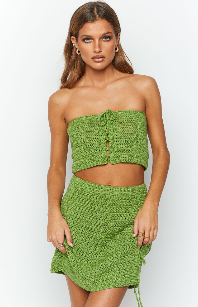 Stella Green Strapless Crochet Top Image