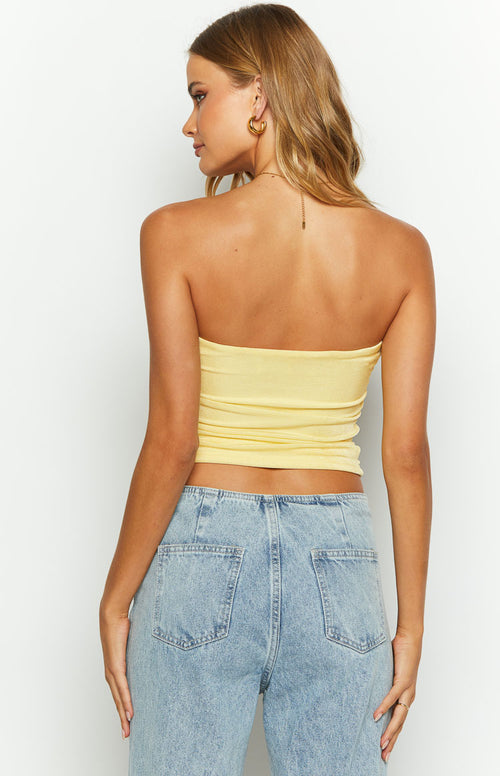 Sue Yellow Tube Top Beginning Boutique