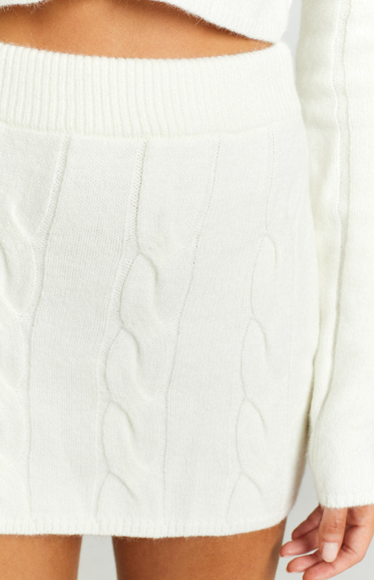 Teagan White Knit Mini Skirt Image