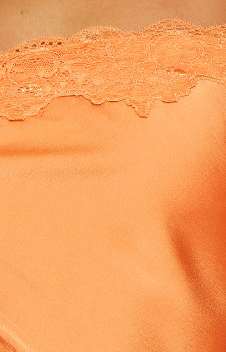 Teddie Orange Satin Slip Dress Image
