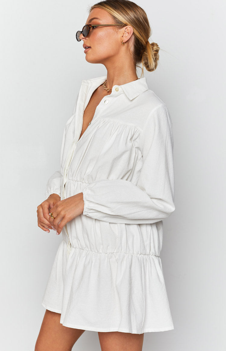 Theodossia Tiered Long Sleeve Dress White Image