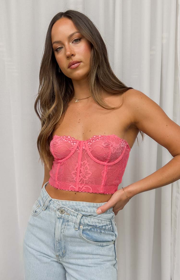 Tiarna Pink Lace Corset Top – Beginning Boutique