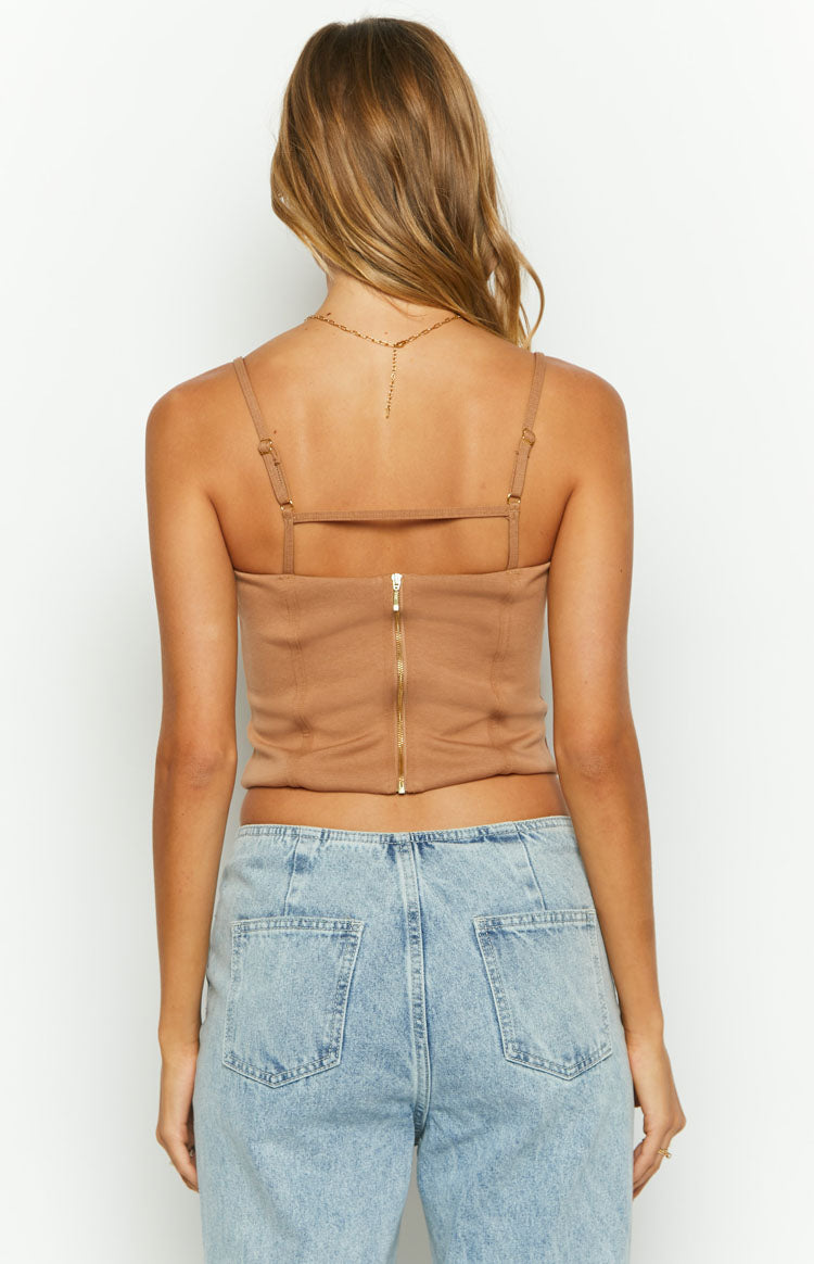 Too Good Brown Corset Top Beginning Boutique