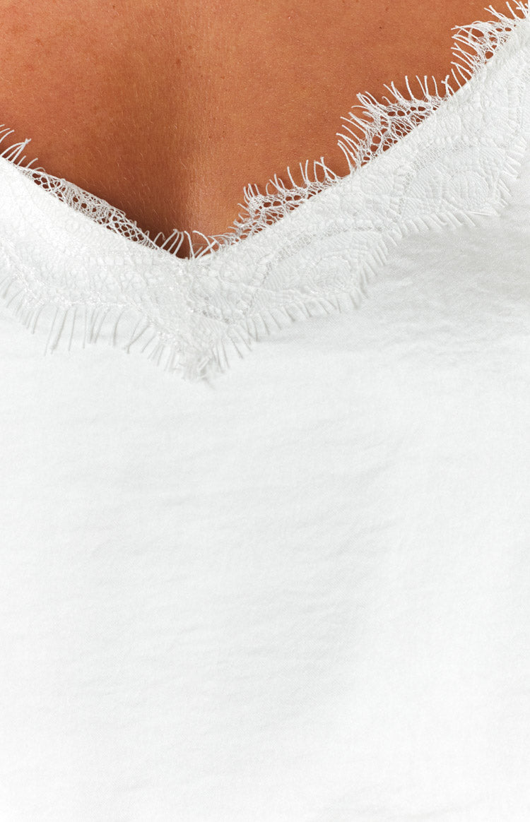Tully White Lace Satin Top Image