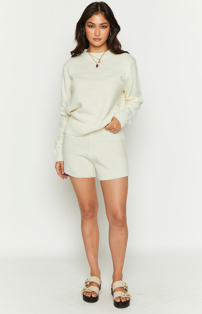 Winslee White Knit Shorts Beginning Boutique