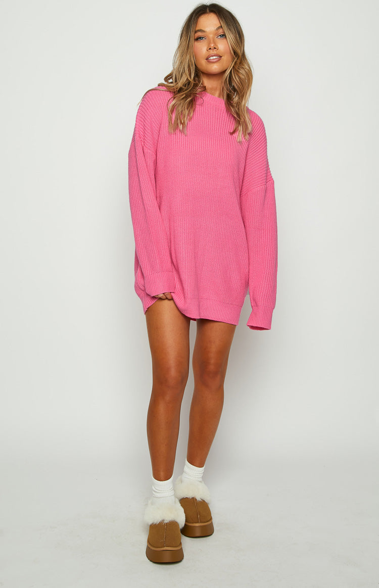 Adaline Pink Oversized Sweater Dress Image