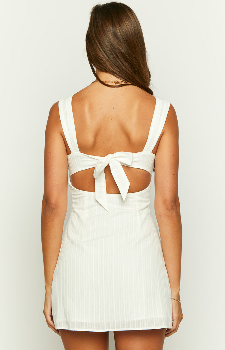 Taylor White Tie Back Mini Dress Image